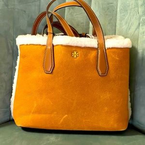 Tory Burch Shearling mini tote w/Crossbody strap